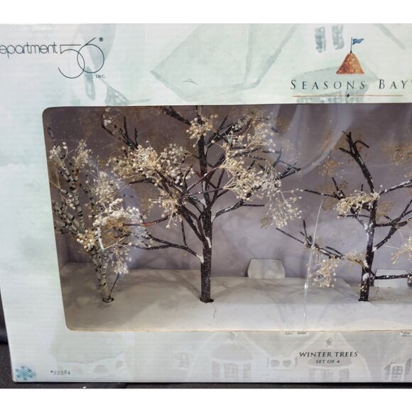 Dept 56 Seasons Bay 4 WINTER TREES Christmas Village accessory birch 53384 - Picture 4 of 12